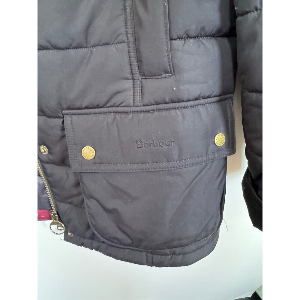 Barbour Winterton Quilted Utility Jacket Black Bird Owl Collar us 12 / uk 16 - Picture 6 of 7